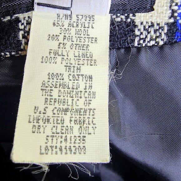 Vintage Requirements Wool Blend Plaid Velvet Trim Blazer Jacket Size 12 - Picture 8 of 8